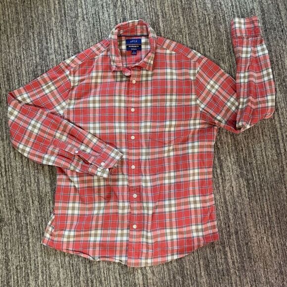 Apt 9 Men’s Size Large Casual Button Down Shirt Red Plaid Long Sleeve Collared - Picture 1 of 6